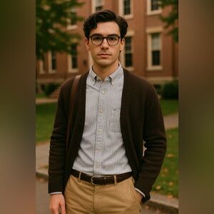 Tommy Hilfiger Custom Fit Button-Down Shirt Blue White Stripe Men’s Preppy Small